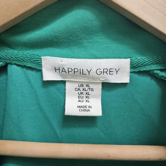 NWT Happily Grey 1/4 Zip Pullover Top Athleisure Comfy Set Green Size XL - Picture 11 of 12